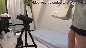 This Japanese babe rides hard in cowgirl and gets a huge cumshot! 😍