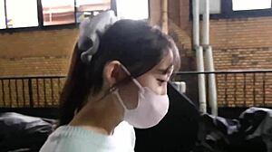 This Japanese babe rides hard in cowgirl and gets a huge cumshot! 😍