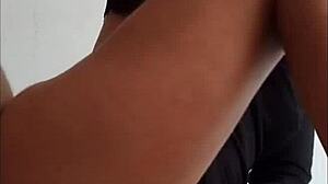 The beautiful Mexican latina stops my dick with her feet.