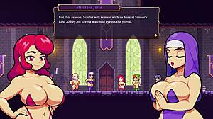 Scarlet maiden hentai game features lesbian bossfights with big tits