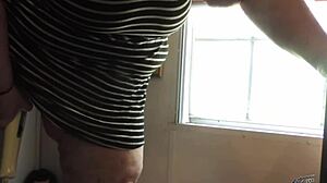 ssbbw has standing orgasm in front of window with huge pussy flashing belly toys vibrator 😍