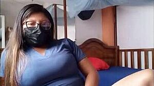 Dirty old nurse skips work to make homemade porn