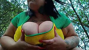 Mary Jhuana orgasms outdoors in park