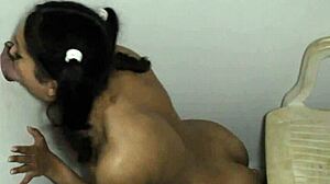 Pigtail Beauty Swallows Cock In Gloryhole!