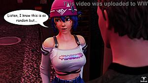 kiriko from overwatch offers a blowjob to a random guy