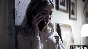 petite blonde fucked during call