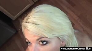 Blonde Vicky Vette Sucks BF's Cock
