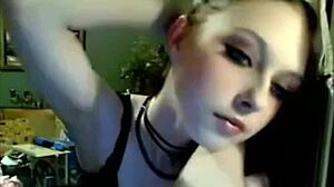 Miss Liz Vicious Performs Intense Goth Webcam Dildo Show with Pink Toy and Pussy Play