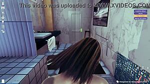 Skinny Girl Fucks In The Shower During Anime Game