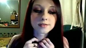 Miss Liz Vicious Performs Intense Goth Webcam Dildo Show with Pink Toy and Pussy Play