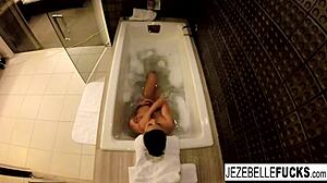Sexy Jezebelle Bond films herself in a relaxing bath