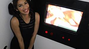 Pigtail Beauty Swallows Cock In Gloryhole!