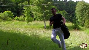 Guy Fucks Brunette's Ass Outdoors