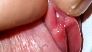 hiden behind her gorgeous cameltoe i found her tiny 18+ clit i play with till she cums