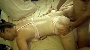 French slut in lingerie gets fucked doggystyle