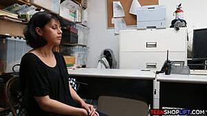 Security Guard Pounds A Teen 18+ Shoplifter's Pussy In His Office