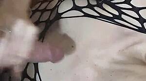 Filling the Fishnet with Cum in Cowgirl POV