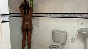 She seduces her stepbrother after he watches her bathe, leading to a hard fuck with creampie.