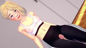 I'm Spider Gwen, all sweaty after workout, and I wanna rest by licking a big cock... adult version