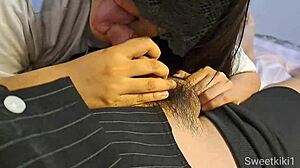 thai girl sucks boyfriend's cock until he cums in her mouth