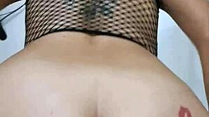 Latina wife gives close-up blowjob.