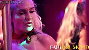 Diabinha MILF shows off on pole and bangs hard!