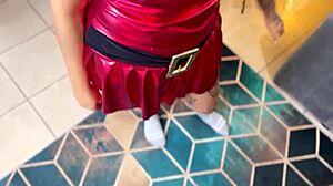 Boldly grab curvy sister-in-law's big ass in miniskirt while decorating Christmas tree.