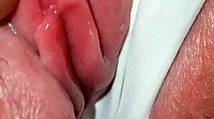 hiden behind her gorgeous cameltoe i found her tiny 18+ clit i play with till she cums