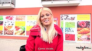 Hard English cock slams tight Czech pussy outdoors.