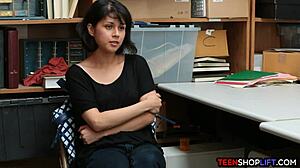 Security Guard Pounds A Teen 18+ Shoplifter's Pussy In His Office