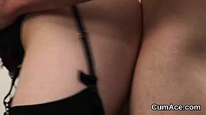 Nasty Beauty Gulps Sperm Shots on Face in Bukkake Blowbang Frenzy