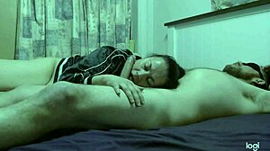 Becky ties up and blindfolds him for a slow blowjob