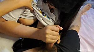 thai girl sucks boyfriend's cock until he cums in her mouth