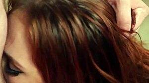 did that redhead give sloppy blowjob to the guy's big tits cock?