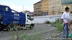 young cute alexis crystal banging in public street threesome orgy