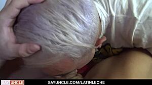 horny latino boy feels intense pleasure sucking monster cock in first bareback orgy