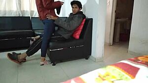 my masked latina neighbor gives me a blowjob in the living room