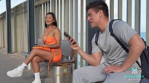 Slamming a European Slut Outdoors at Train Station Hard