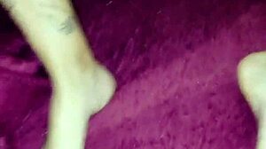 Waking cousin with dick on feet for foot masturbation and cum