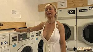 Kim MILF with big tits fucks two young guys in double penetration 😏