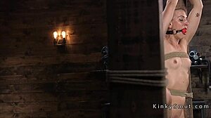 blonde slave bound in extreme bondage gets punished with vibrator and hardcore fucking