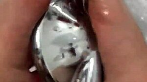 I slowly remove my nylon stockings before a steamy shower tease.