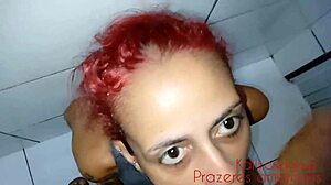 Milf sister-in-law gets cum on face while cleaning bathroom.