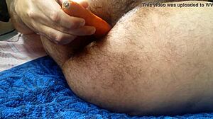 Having fun with a carrot in absence of partner