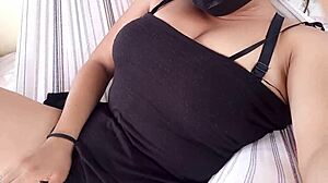 Perra without shame, super excited at hermanastro's house, masturbating tight vagina on patio hammock