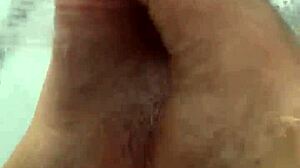 I slowly remove my nylon stockings before a steamy shower tease.