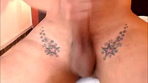 ladyboy with impressive features and big dick, showcasing boobs in amateur setting