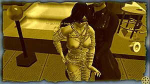 bound woman dancing in bondage