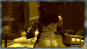 bound woman dancing in bondage