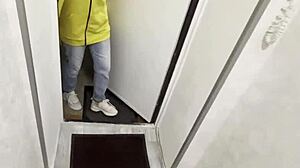 the courier girl forgot rolls, offered doggystyle sex with her big ass.